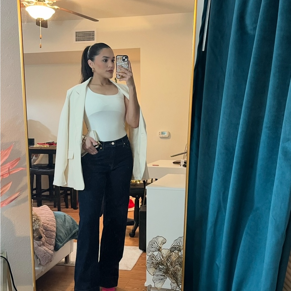 Dark wash wide leg jeans